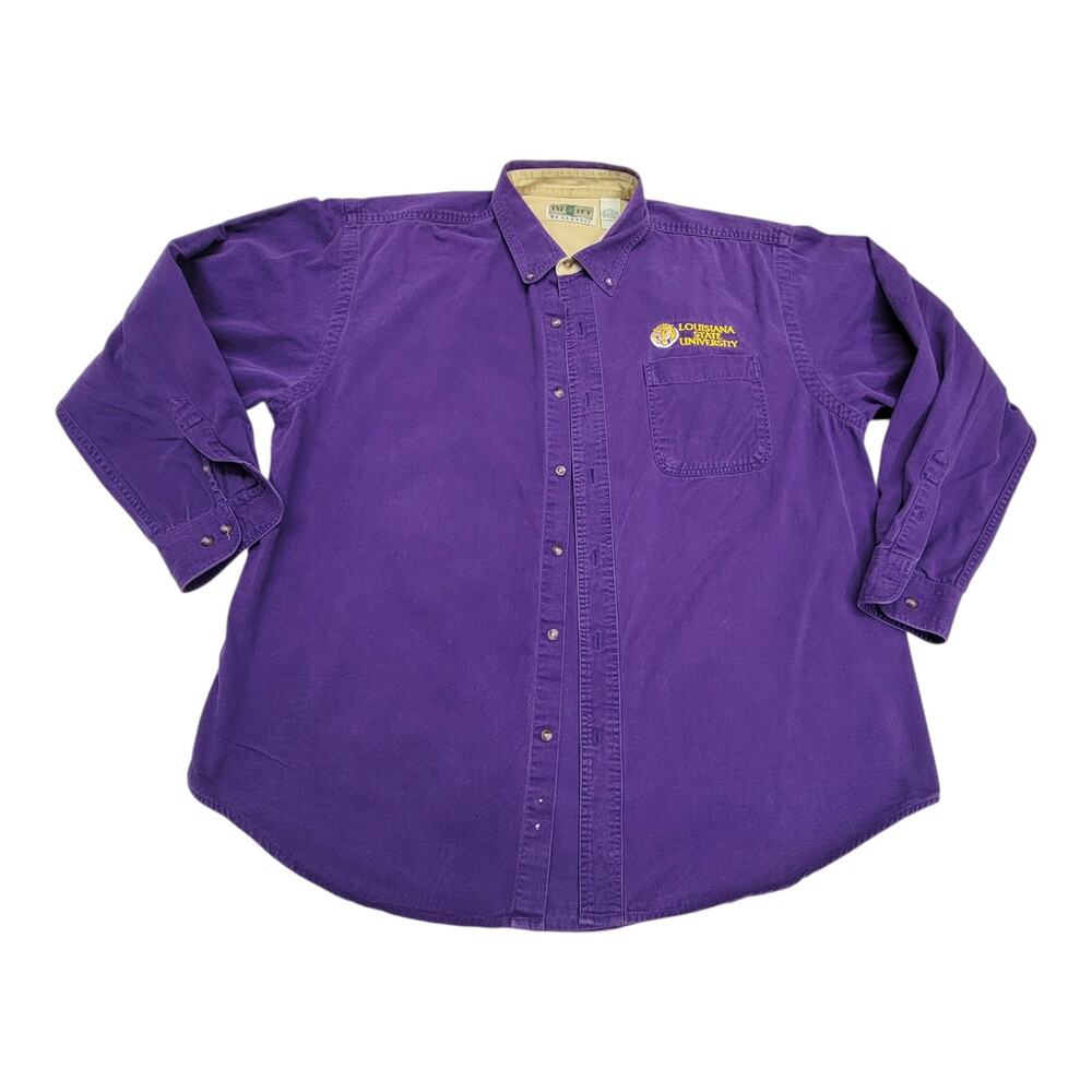 Vintage LSU Tigers Mens XXL Purple Long Sleeve Button Down Shirt Embroidered